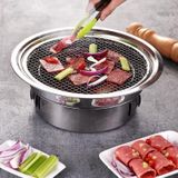 Household Stainless Steel Charcoal Barbecue Stove Outdoor Camping Portable Charcoal Stove Set  Size: 40cm(Complete Set without Grill)