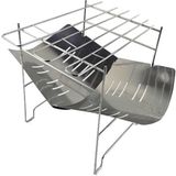 Outdoor Camp Portable Folding Stainless Steel Barbecue Charcoal Grill (Silver)