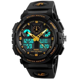 SKMEI 1270 Men Waterproof Dual Display Digital Watch Outdoor Sports Watch(Golden)