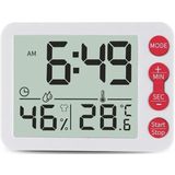 Multifunctional Indoor Thermometer And Hygrometer Large Screen Alarm Clock Kitchen Electronic Countdown Timer(White Shell Red Button)