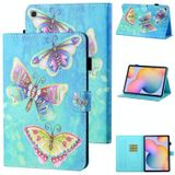 Voor Samsung Galaxy Tab A7 Lite 8.7  T220 Gekleurde Tekening Stitching Horizontale Flip Leren Case met Houder & Card Slot (kleurrijke vlinders)