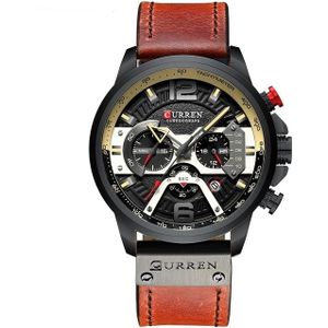 CURREN M8329 Casual Sport Leather Watch for Men(Black Khaki)