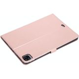 For iPad Pro 11 (2020) Pressed Printing Woman and Cat Pattern Horizontal Flip Leather Case with Holder & Card Slots & Wallet(Rose Gold)