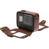 For GoPro HERO7 Black /6 /5  PU Leather Housing Case with Neck Strap & Buttons(Brown)