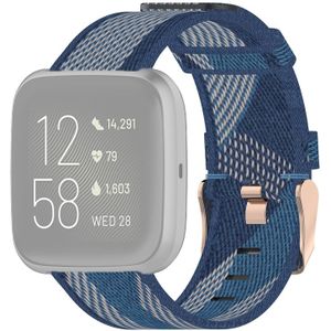 23mm Stripe Weave Nylon Wrist Strap Watch Band for Fitbit Versa 2  Fitbit Versa  Fitbit Versa Lite  Fitbit Blaze (Blue)
