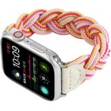 Elastic Woven Watchband For Apple Watch Series 6 & SE & 5 & 4 44mm / 3 & 2 & 1 42mm  Length:150mm(Rose Red Pink)
