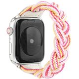 Elastic Woven Watchband For Apple Watch Series 6 & SE & 5 & 4 44mm / 3 & 2 & 1 42mm  Length:150mm(Rose Red Pink)