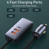 Baseus CCBT-B0G 120W Share Together 3 USB + USB-C / Type-C PPS Multi-port Fast Charging Car Charger with Extension Cable(Space Gray)