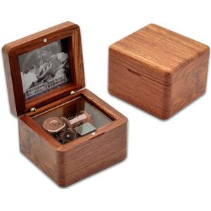 Frame Style Music Box Wooden Music Box Novelty Valentine Day Gift Style: Rosewood  Red-Bronze Movement