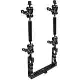 PULUZ Dual Handle Aluminium Tray Stabilizer with 4 x Dual Ball Aluminum Alloy Clamp & 2 x 7 inch Floating Arm & 2 x Ball Head Adapter for Underwater Camera Housings