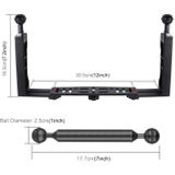 PULUZ Dual Handle Aluminium Tray Stabilizer with 4 x Dual Ball Aluminum Alloy Clamp & 2 x 7 inch Floating Arm & 2 x Ball Head Adapter for Underwater Camera Housings