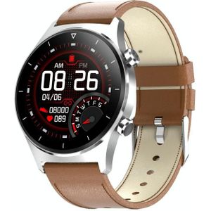 E13 1.28 inch IPS Color Screen Smart Watch  IP68 Waterproof  Leather Watchband  Support Heart Rate Monitoring/Blood Pressure Monitoring/Blood Oxygen Monitoring/Sleep Monitoring(Silver)
