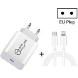 SDC-20W 2 in 1 PD 20W USB-C / Type-C Travel Charger + 3A PD3.0 USB-C / Type-C to 8 Pin Fast Charge Data Cable Set  Cable Length: 1m  EU Plug