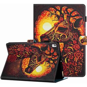 Voor Samsung Galaxy Tab A7 2020 T500 Geschilderd patroon Stiksel Smart Leather Tablet Case (Bloem Hert)