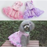 Pet Clothes Dog Spring Summer Thin Dress Rose Dress  Size: L(Purple)