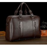 Large Capacity PU Leather Business Travel Bag Sports Gym Travel Handbag (Brown)