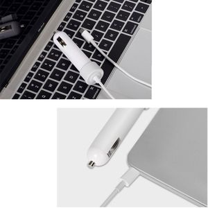 36W 5V 9V 12V 15V 3A DC USB-C / Type-C Car Adapter with 1 USB Port for Apple Macbook A1534  Length: 2m(White)