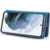 For Samsung Galaxy S21 FE DG.MING Crazy Horse Texture Flip Detachable Magnetic Leather Case with Holder & Card Slots & Wallet(Blue)