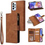 Voor Samsung Galaxy A23 Multifunctionele Frosted Zipper Wallet Lederen telefoonhoesje