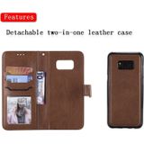 For Galaxy S8+ Solid Color Horizontal Flip Protective Case with Holder & Card Slots & Wallet & Photo Frame & Lanyard(Brown)