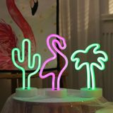 Flamingo Shape Romantic Neon LED Holiday Light with Holder  Warm Fairy Decorative Lamp Night Light for Christmas  Wedding  Party  Bedroom(Pink Light)