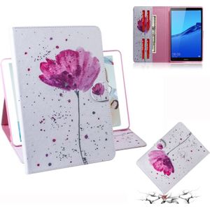 Purple Orchids Pattern Horizontal Flip Leather Case for Huawei MediaPad M5 Lite 8 / Honor Tab 5  with Holder & Card Slot & Wallet