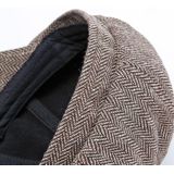 14128 Stripe Snap Design Beret Autumn And Winter Retro Wild Octagonal Hat  Size: 60CM(Black Coffee)