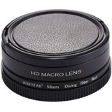 58mm 16X Macro Lens + Red Diving Lens Filter with Lens Cover + Lens Filter Ring Adapter + String + Cleaning Cloth for GoPro HERO6 /5 Dive Housing