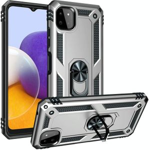 For Samsung Galaxy A22 5G Shockproof TPU + PC Protective Case with 360 Degree Rotating Holder(Silver)