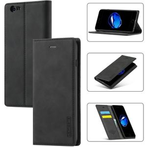 LC.IMEEKE Strong Magnetism Ultra-thin Horizontal Flip Shockproof Matte TPU + PU Leather Case with Holder & Card Slots & Wallet For iPhone 6 Plus / 6s Plus(Black)