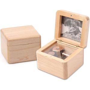Frame Style Music Box Wooden Music Box Novelty Valentine Day Gift Style: Maple Red-Bronze Movement