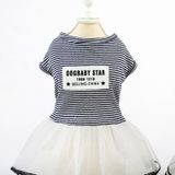 Pet Clothes Dog Summer Breathable Striped Skirt  Size:S(Black)