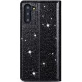 For Samsung Galaxy Note 10 Ultrathin Glitter Magnetic Horizontal Flip Leather Case with Holder & Card Slots(Black)