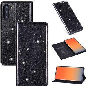 For Samsung Galaxy Note 10 Ultrathin Glitter Magnetic Horizontal Flip Leather Case with Holder & Card Slots(Black)