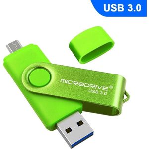 MicroDrive 64GB USB 3.0 Android Phone & Computer Dual-use Rotary Metal U Disk (Green)