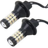 2 PCS 1156/Ba15s 5W 450LM 60LEDs DC 12V SMD-4014 Car Tail Bulb Turn Signal Auto Reverse Lamp Daytime Turn Running Light Car Source Set(White Light+Yellow Light)  Cable Length: 40cm