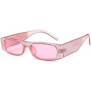 Square Sunglasses Women Imitation Diamond Lasses Fashion UV400 Sunglasses(C8)