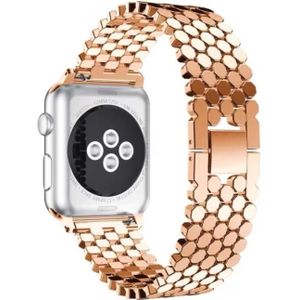 For Apple Watch Series 5 & 4 44mm / 3 & 2 & 1 42mm Honeycomb Stainless Steel Watchband Strap(Rose Gold)