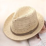 British Style Summer Straw Weaving Panama Beach Sun Hat  Size:Children's Models (53-54cm(Apricot)