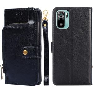 Zipper Bag PU + TPU Horizontal Flip Leather Case with Holder & Card Slot & Wallet & Lanyard For Xiaomi Redmi Note 10 4G / Note 10S(Black)