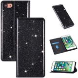 For iPhone 8 / 7 Ultrathin Glitter Magnetic Horizontal Flip Leather Case with Holder & Card Slots(Black)