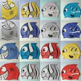 Ear Protection Small Fish Pattern Diving Cap Children Silicone Swimming Cap(D)