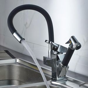 Kitchen Pull-Out Double Faucet Water Table Hot And Cold Water Faucet  Specification: Cube Universal Distortion