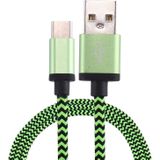 1m Woven Style USB-C / Type-C 3.1 to USB 2.0 Data Sync Charge Cable  For Galaxy S8 & S8 + / LG G6 / Huawei P10 & P10 Plus / Xiaomi Mi6 & Max 2 and other Smartphones(Green)