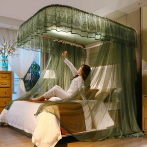 U-vormige Guide Bracket Encryption Verdikking Household Mosquito Net  Size:200x220 cm(Agate Green)