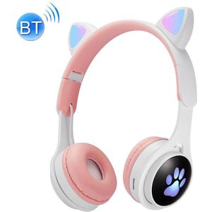 B30 Cat Paw Cat Ears Colorful Luminous Foldable Bluetooth Headset with 3.5mm Jack & TF Card Slot(White)