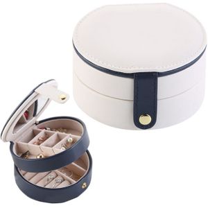 2 Tiers Jewelry Portable Box Makeup Earrings Case Storage Organizer Container(White)