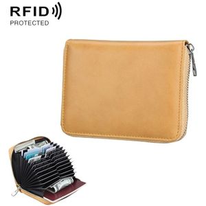 Antimagnetic RFID Multi-functional Genuine Leather Card Package (Yellow)