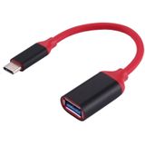 15cm Aluminum Alloy Head USB-C / Type-C 3.1 Male to USB 3.0 Female OTG Converter Adapter Cable  For Galaxy S8 & S8 + / LG G6 / Huawei P10 & P10 Plus / Oneplus 5 / Xiaomi Mi6 & Max 2 /and other Smartphones(Red)