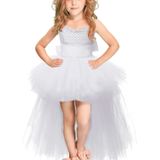 White Girls Lace Sling Dress Mesh Tutu Party Dress  KId Size:5-6 age?110-120cm?